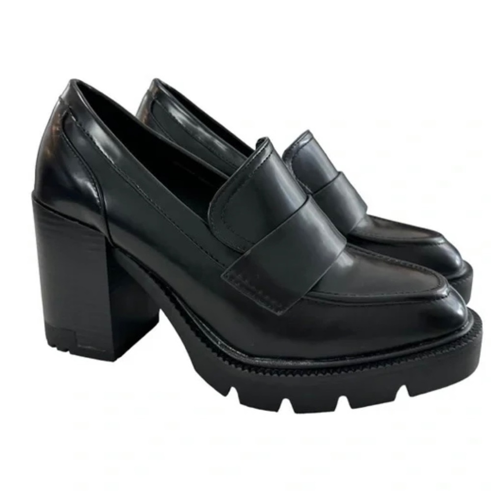 Madden Girl Black Chunky Heel Loafers